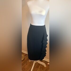 Express Black Pencil Skirt with Ruffle Detail